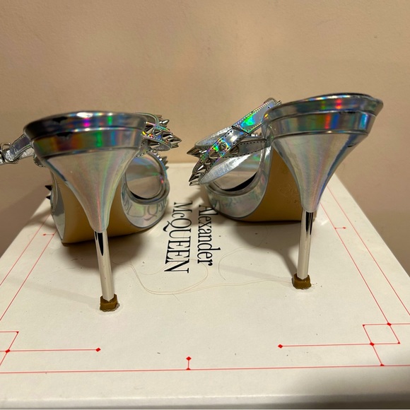 Alexander McQueen Punk Stud Holographic  Leather Platform Stilettos - Picture 9 of 10